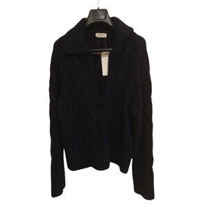 Sophie Rue Notch Cable Knit Pullover Sweater Size Large